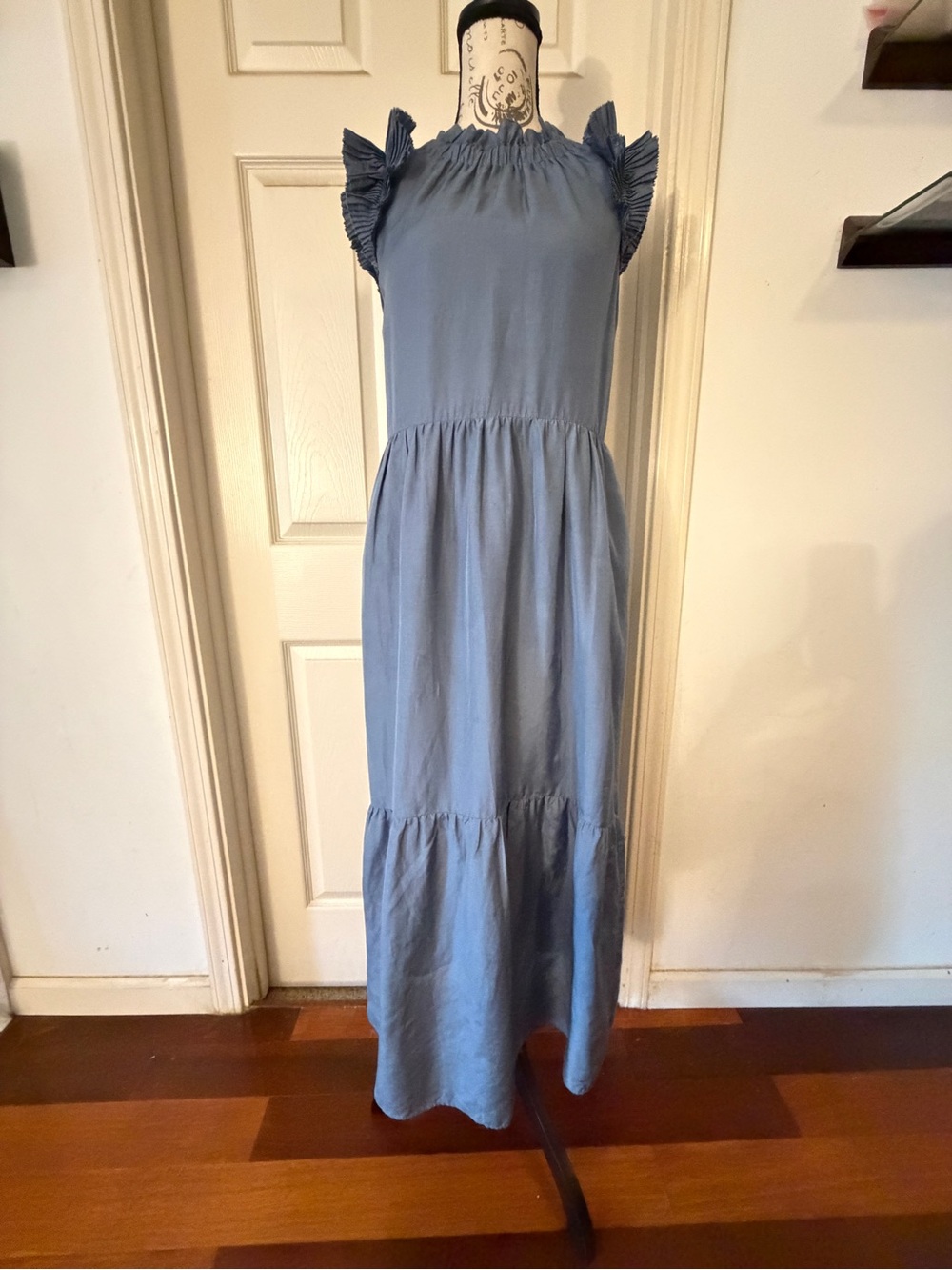 Anthropologie Light Blue Ruffle-Sleeve Maxi Dress by Othilia